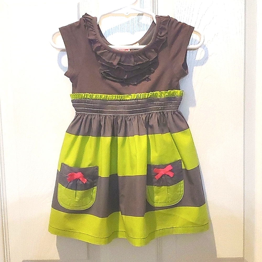 Disney Imagine Funky Grey Green Pink Dress Baby Girl 18 Months (see descrip)